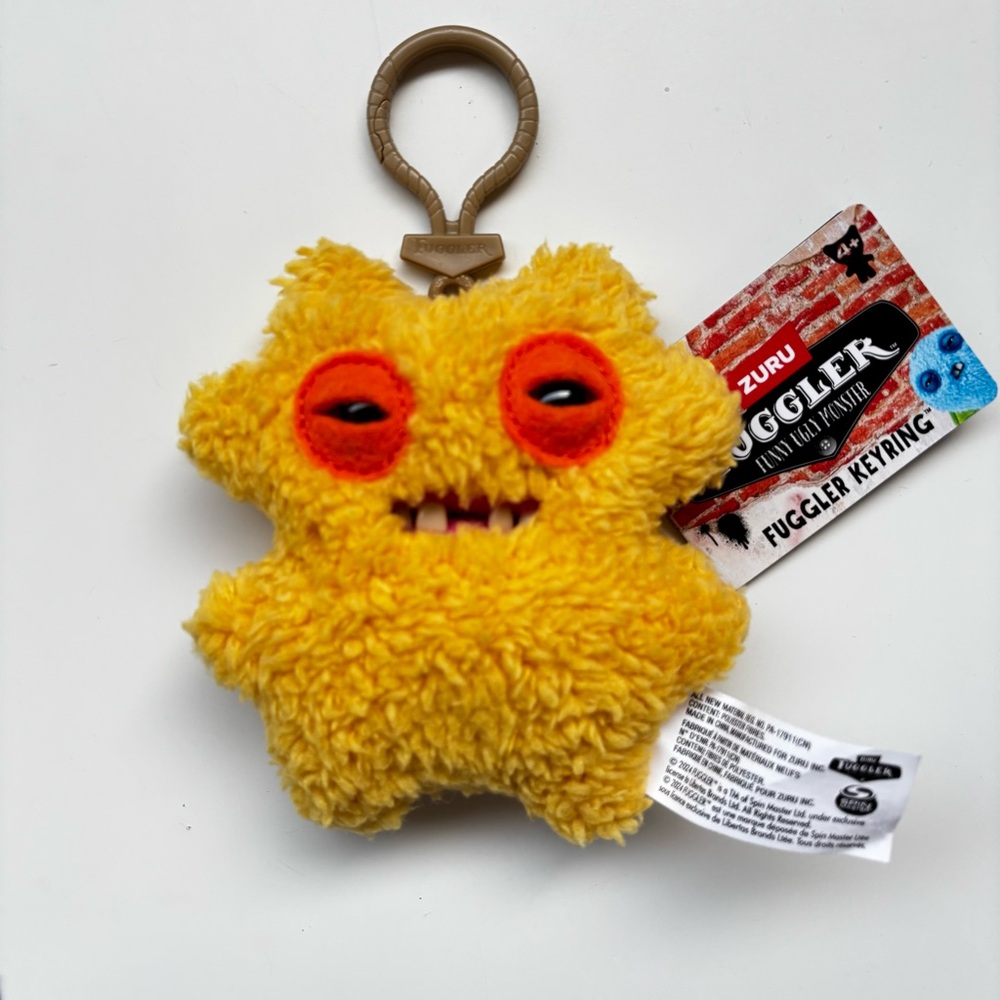 ZURU FUGGLER BRAND NEW YELLOW 5"  SIR SPLODGE STUFFED ANIMAL KEY RING